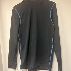 Men's Black Long Sleeve Shirt with Blue Trim